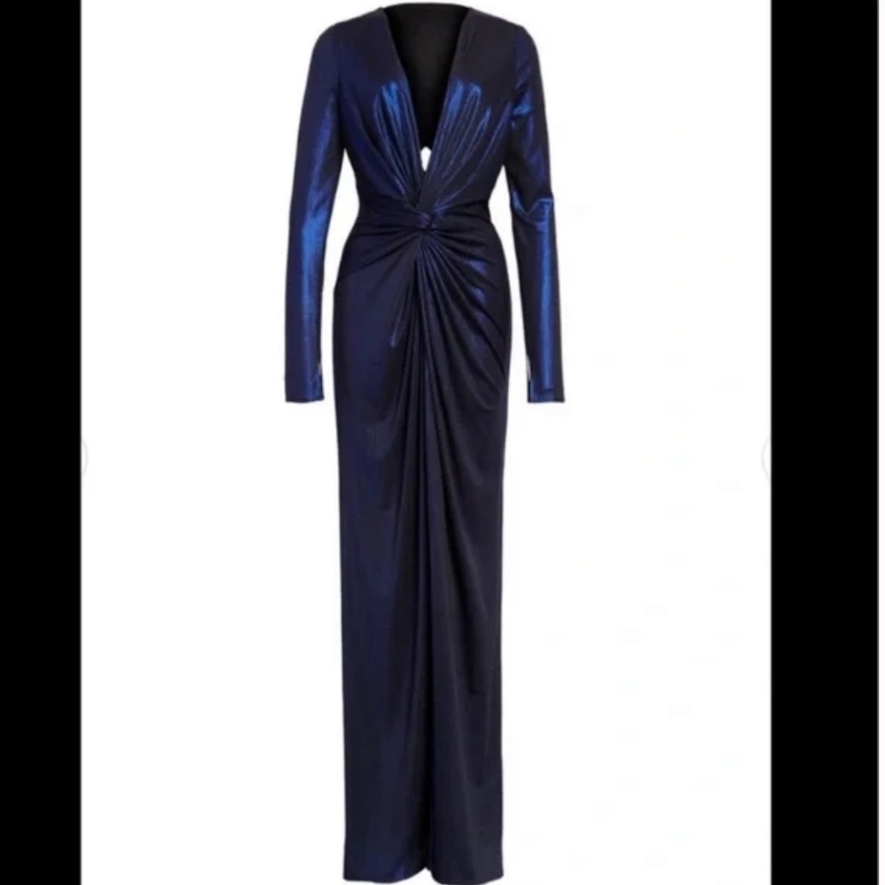 Katie May Plunge blue metallic gown